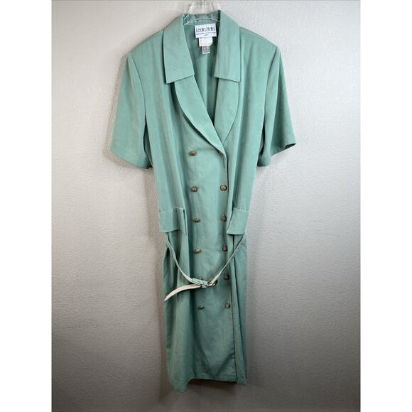 Vintage Leslie Belle Women’s Green Mint Double Breasted Dress Size 14 Secretary‎ - Picture 1 of 16